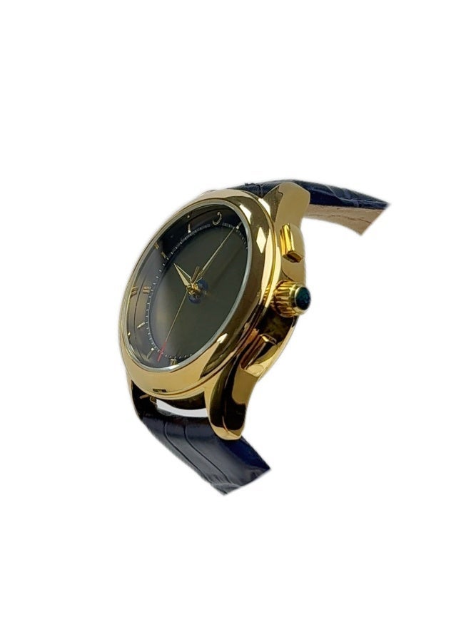 Analogue and digital dual-display Gold circular dial wristwatch,Minimalist and fashionable style watch WW-22GWL-LS - Image 2