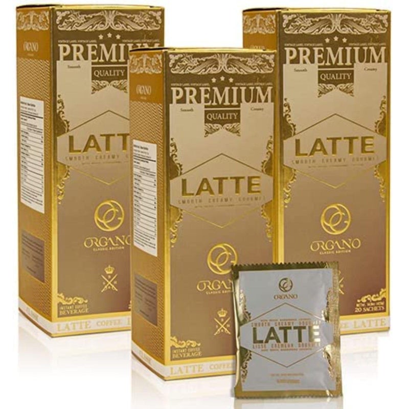 ORGANO 3 boxes Gourmet Cafe Latte, 100% Certified Ganoderma Lucidum (60 Sachets) - Image 1