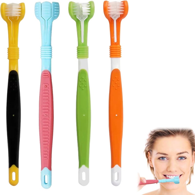 Vierone 4 Pcs 3 Sided Soft Travel Toothbrush - Autism & Kids Gentle Teeth Gum-Care Deep Cleaning - Image 1