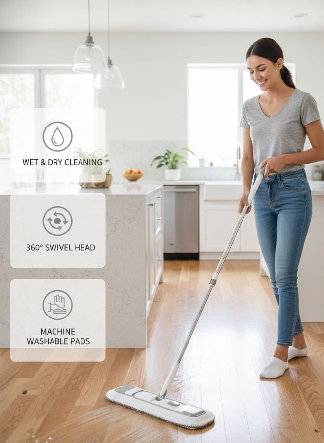 ZEESQUARE Mop with Large Reusable Pad – Ideal for Floor Cleaning on Wood, Tile, Laminate & More - Image 3