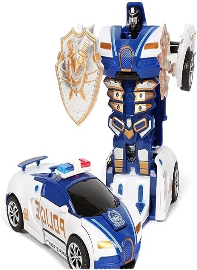 Goolsky Goolsky Transforming Robot Police Car with Light, Smart Robot Police Cars for Kids , Race Car to Robot Toy Transforming Toys for Boys,  - Image 1