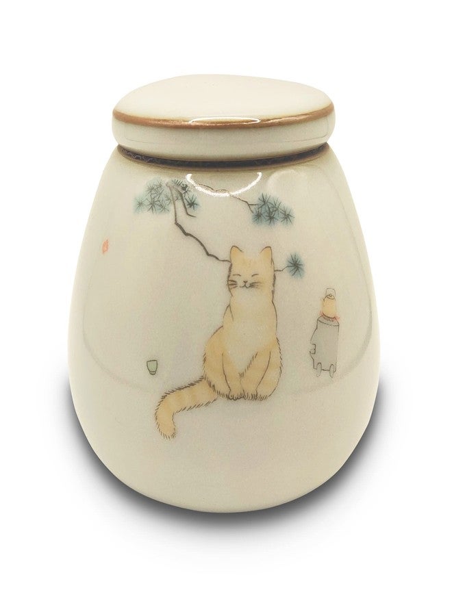 Cat Urn, Ceramics Pet Urn for Cat Ashes. Urns for Cat & Small Dog Weight Below 48lb (Sitting Kitty Pattern) - Image 1