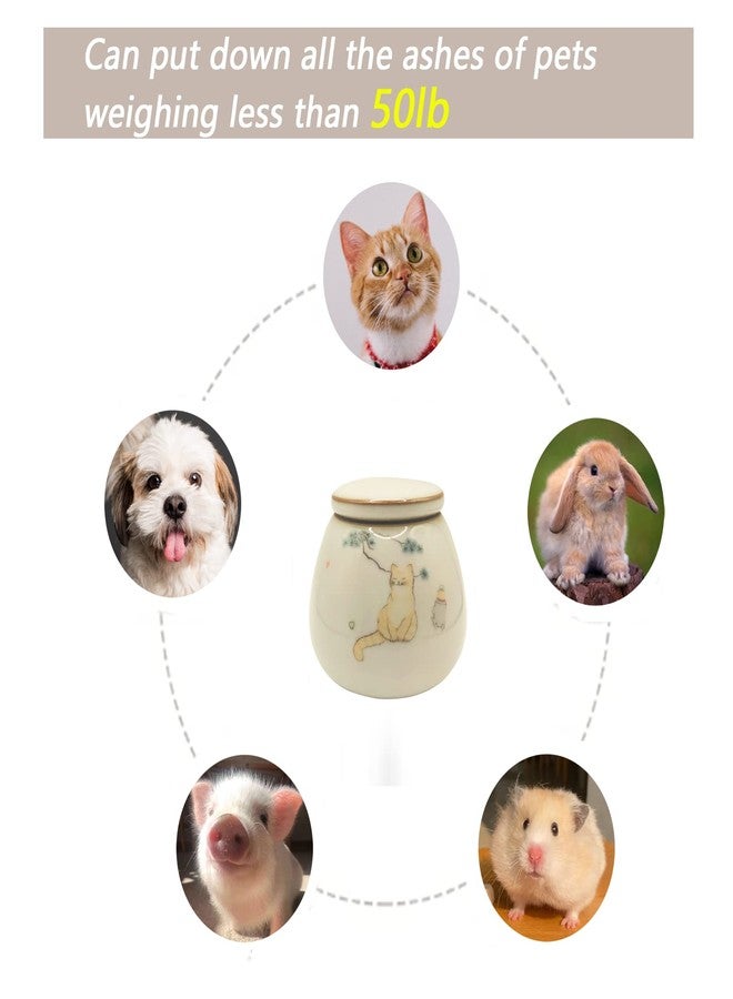 Cat Urn, Ceramics Pet Urn for Cat Ashes. Urns for Cat & Small Dog Weight Below 48lb (Sitting Kitty Pattern) - Image 3