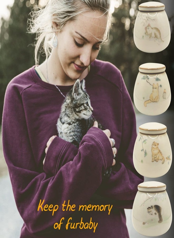 Cat Urn, Ceramics Pet Urn for Cat Ashes. Urns for Cat & Small Dog Weight Below 48lb (Sitting Kitty Pattern) - Image 2