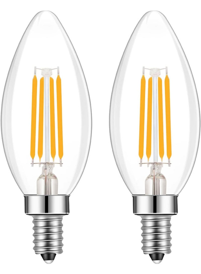 لمبة شمعة LED C35 E14، 4 وات، 2200 كلفن، ضوء كهرماني دافئ، عبوة من قطعتين - Image 1