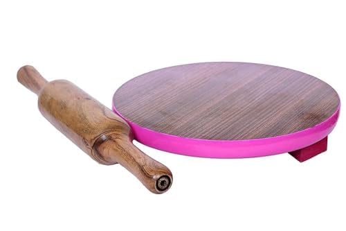 PTR Wooden Roti Roller Chakla Rolling Pin BoardRoti MakerPhulka Maker Chapati Maker ChaklaPolpatRoti RollerChaklaBelanRolling Pin Set for Home Kitchen Brown Size 9 Inch - Image 2