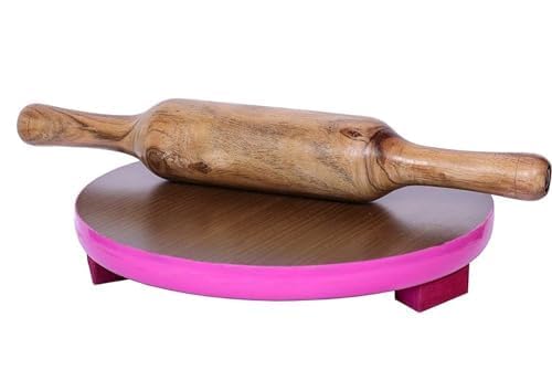 PTR Wooden Roti Roller Chakla Rolling Pin BoardRoti MakerPhulka Maker Chapati Maker ChaklaPolpatRoti RollerChaklaBelanRolling Pin Set for Home Kitchen Brown Size 9 Inch - Image 4