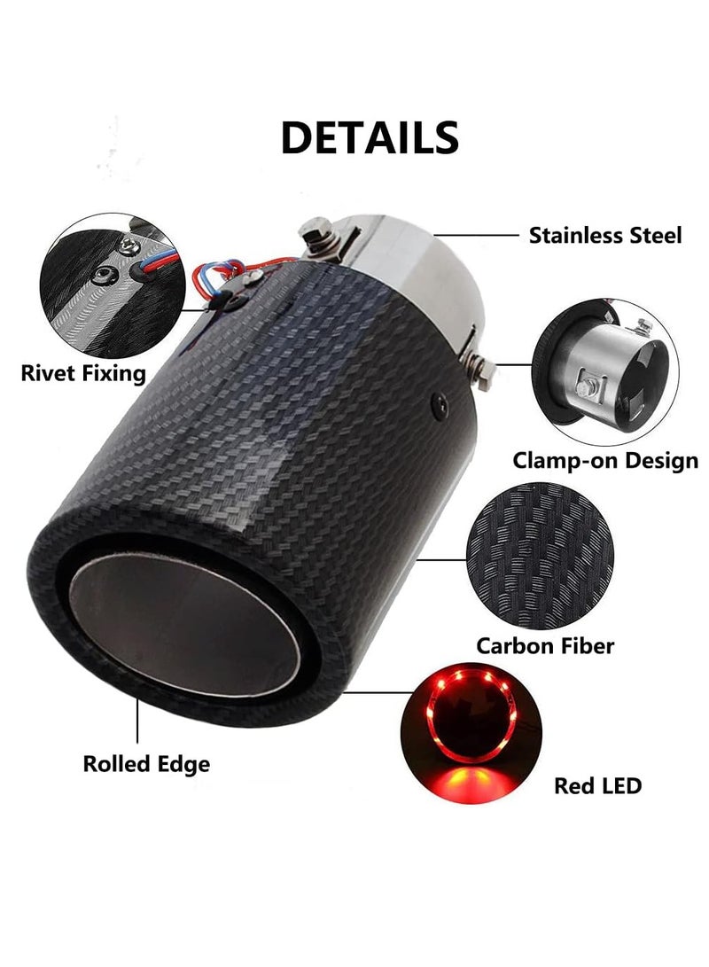 Alayjah, Carbon Fiber Exhaust Tip with Red LED, 1 Piece, Super Exhaust Sound, Sporty Look, Night Glow, Easy Installation 11400010 - Image 4