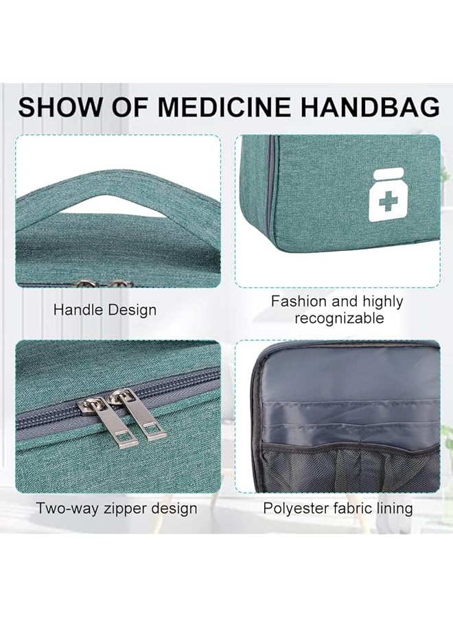 Excefore First Aid Kit Bags 2 Pieces Empty Medicine Bags First Aid Bag Portable Gray Medical Medicine Bags for Outdoor Camping Travel Work - Image 3