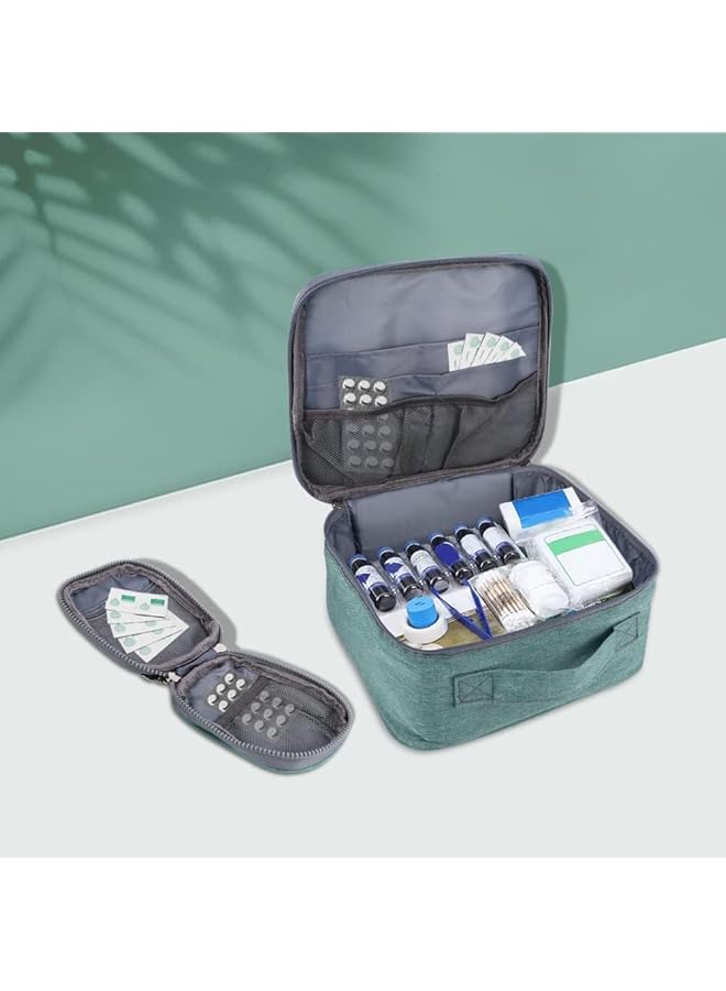 Excefore First Aid Kit Bags 2 Pieces Empty Medicine Bags First Aid Bag Portable Gray Medical Medicine Bags for Outdoor Camping Travel Work - Image 2