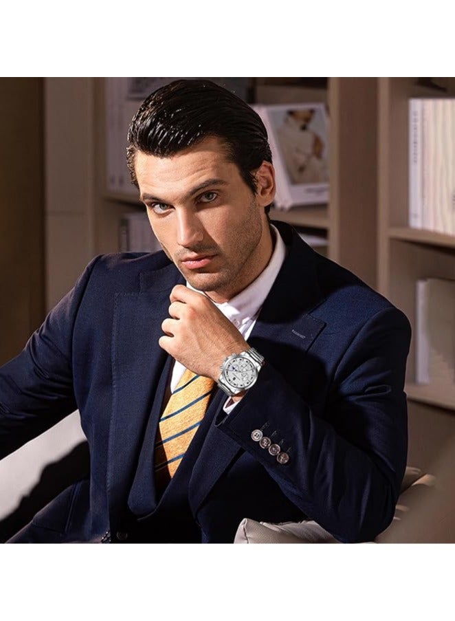 Sapphero Mens Watches Multifunction Chronograph Date Quartz Watch for Men Stainless Steel Band Wrist Watch Gift for Men Casual Business - Image 2