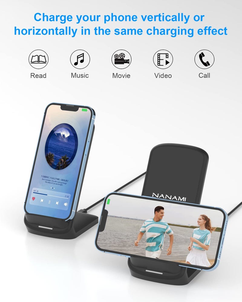 NANAMI Wireless Charger [2 Pack] - 10W Fast Wireless Charging Stand for iPhone 17/17 Air/16/16 Plus/15/14/13/12, Cordless Phone Charger for Samsung Galaxy S26/S26+/S25/S25 Ultra/S24/S23/S22, Pixel 6 - Image 4