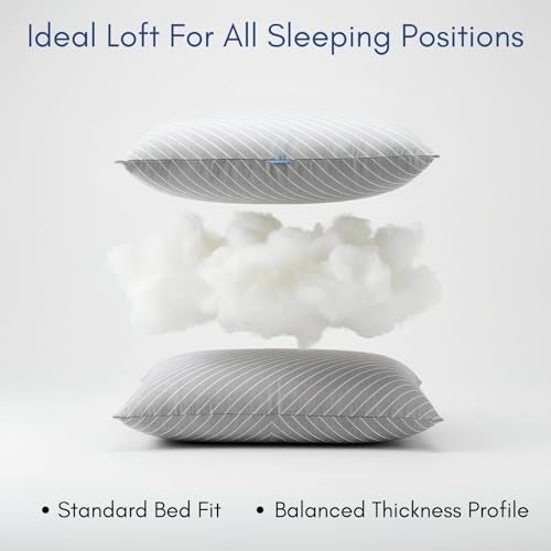 9villa Hollow Fiber Sleeping Pillow | Soft & Fluffy Comfort Back Sleepers – Neck & Shoulder Comfort Support | 27 x 16 Inch,Set of 2 | Bed Pillow, Soft and Fluffy | 350 GSM Breathable Fabric in Grey - Image 3