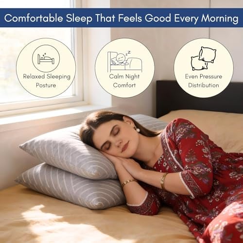 9villa Hollow Fiber Sleeping Pillow | Soft & Fluffy Comfort Back Sleepers – Neck & Shoulder Comfort Support | 27 x 16 Inch,Set of 2 | Bed Pillow, Soft and Fluffy | 350 GSM Breathable Fabric in Grey - Image 4