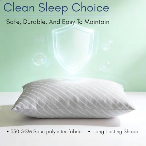 9villa Hollow Fiber Sleeping Pillow | Soft & Fluffy Comfort Back Sleepers – Neck & Shoulder Comfort Support | 27 x 16 Inch,Set of 2 | Bed Pillow, Soft and Fluffy | 350 GSM Breathable Fabric in Grey - Image 5