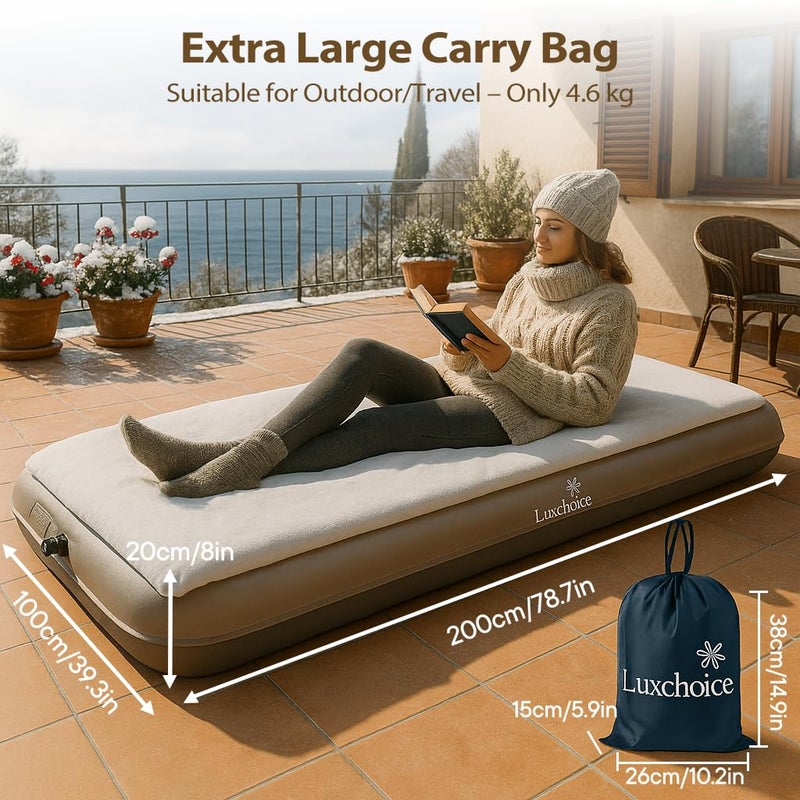 Luxchoice Camping Air Mattress Sleep Cloud Twin with Built in Pump No Air Leak 2 Mins Upgraded Inflatable Mattress Adjustable Firmness Blow up Mattress Ultra Support 1100LBS Portable Home Guests Camping Travel - Image 5