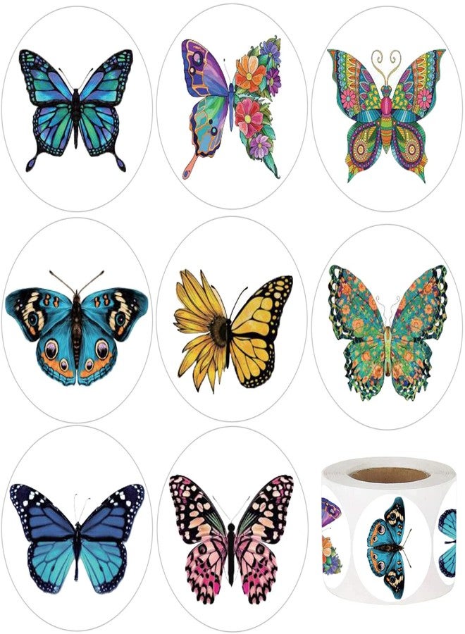 Hohamn 600pcs Butterfly Stickers Roll - 1.5 Inch Stickers for Kids Party Favors & Decoration - Image 1