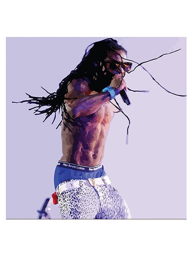 RYN Lil Wayne Printed Wall Art Purple/White/Black 30x30cm - Image 1