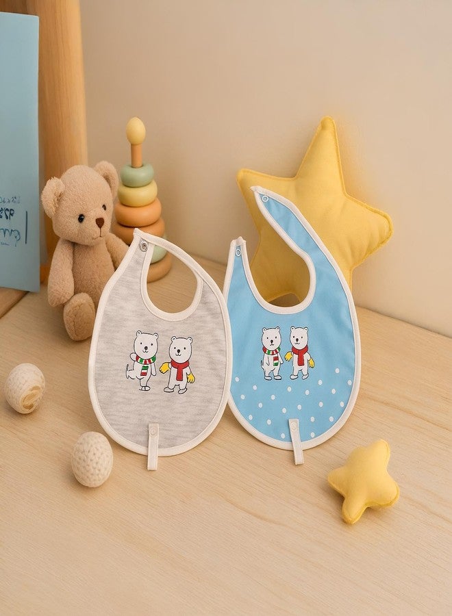 Adhigams Jolly Bears 100% Organic Cotton Baby Bibs Set of 2 | Soft Washable Feeding Bib & Apron for newborn Boys & Girls | Waterproof, Adjustable Drool Bibs & Baby Shower Gift Essentials - Image 5