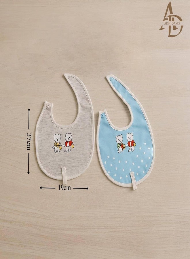Adhigams Jolly Bears 100% Organic Cotton Baby Bibs Set of 2 | Soft Washable Feeding Bib & Apron for newborn Boys & Girls | Waterproof, Adjustable Drool Bibs & Baby Shower Gift Essentials - Image 4