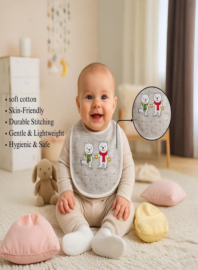 Adhigams Jolly Bears 100% Organic Cotton Baby Bibs Set of 2 | Soft Washable Feeding Bib & Apron for newborn Boys & Girls | Waterproof, Adjustable Drool Bibs & Baby Shower Gift Essentials - Image 3