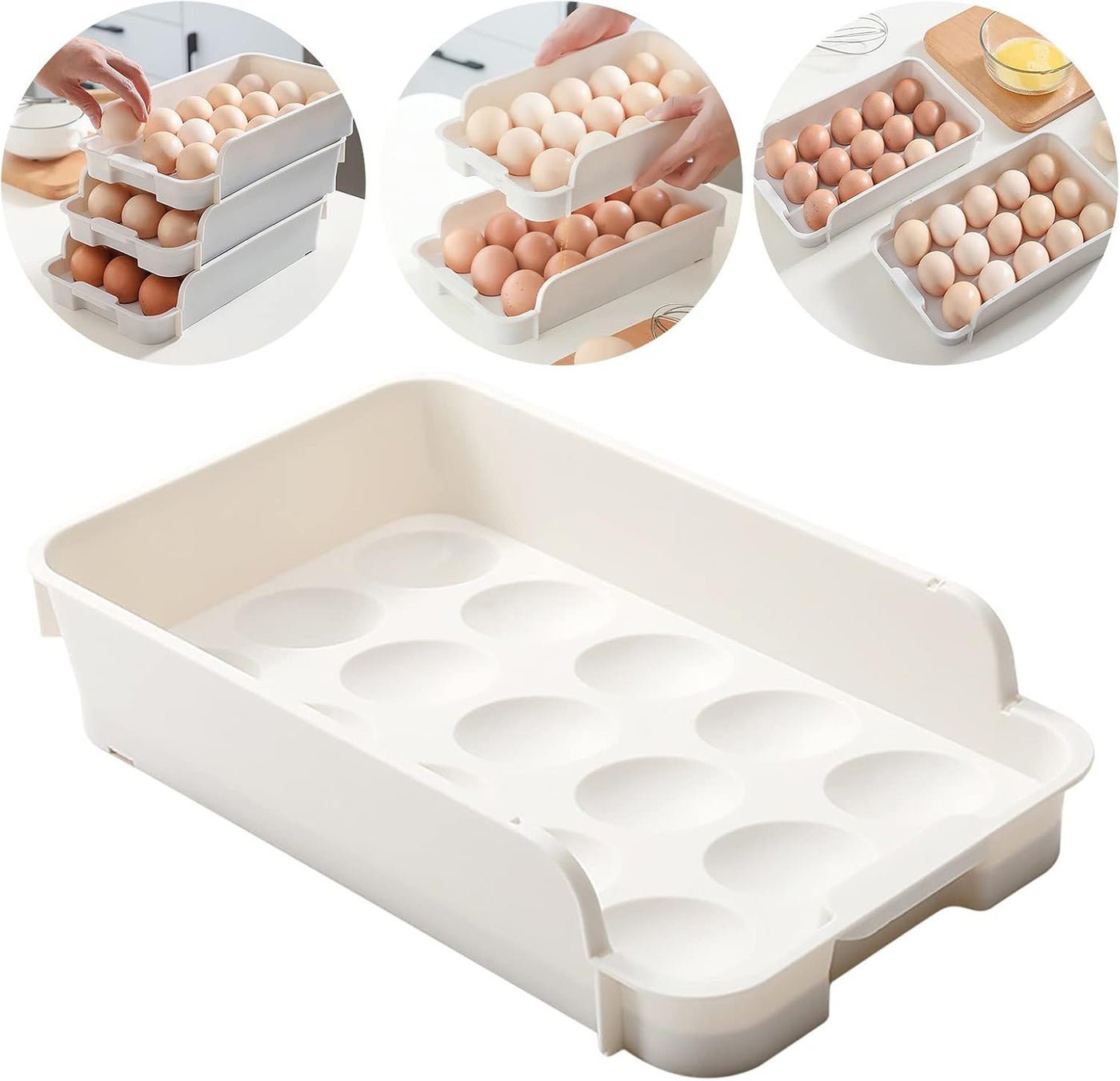 Egg Holder for Refrigerator, Refrigerator Egg Drawer, Refrigerator Storage Drawers for Eggs, Storage Containers Fit for Fridge
