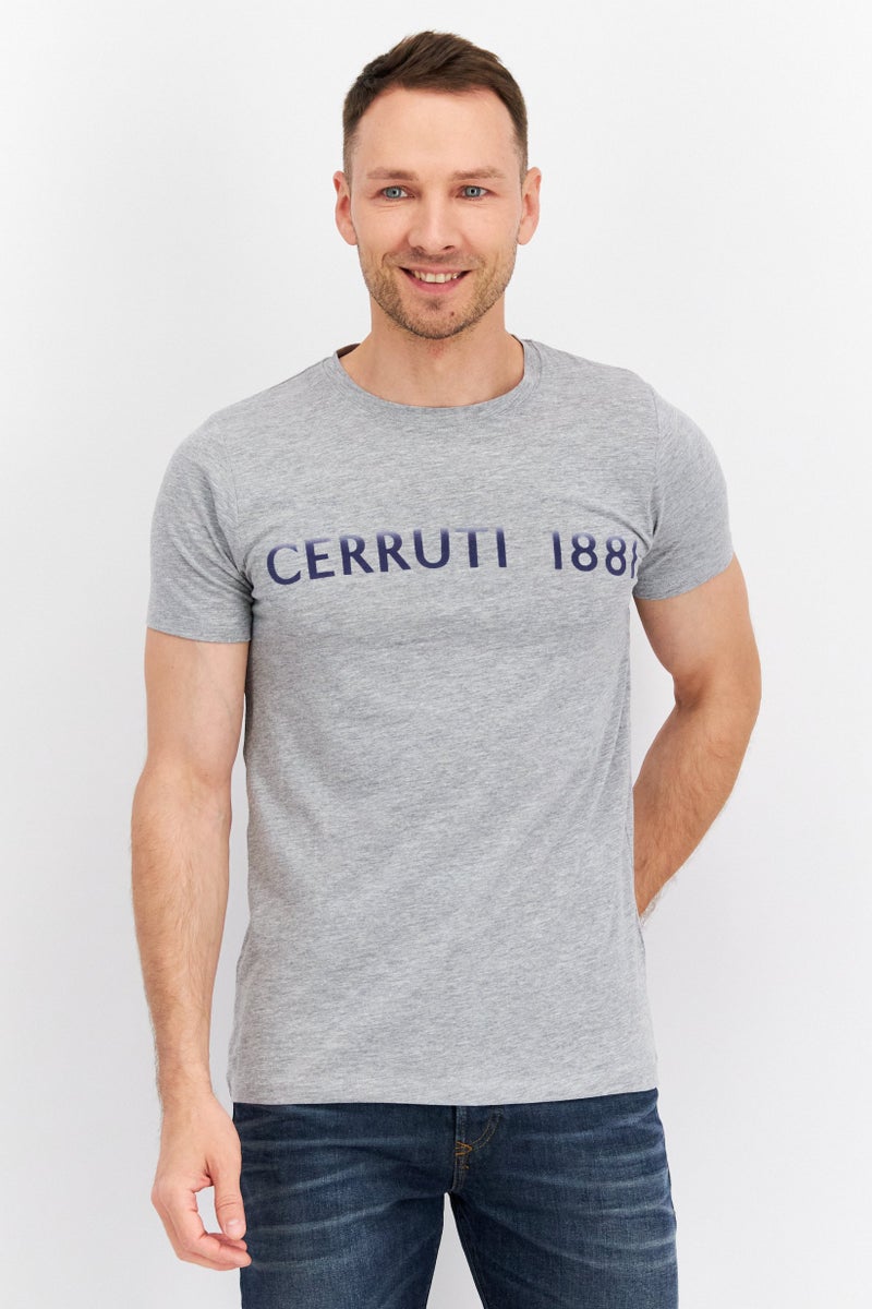 CERRUTI 1881 Men Crew Neck Short Sleeve Brand Logo T-Shirt, Grey - Image 1