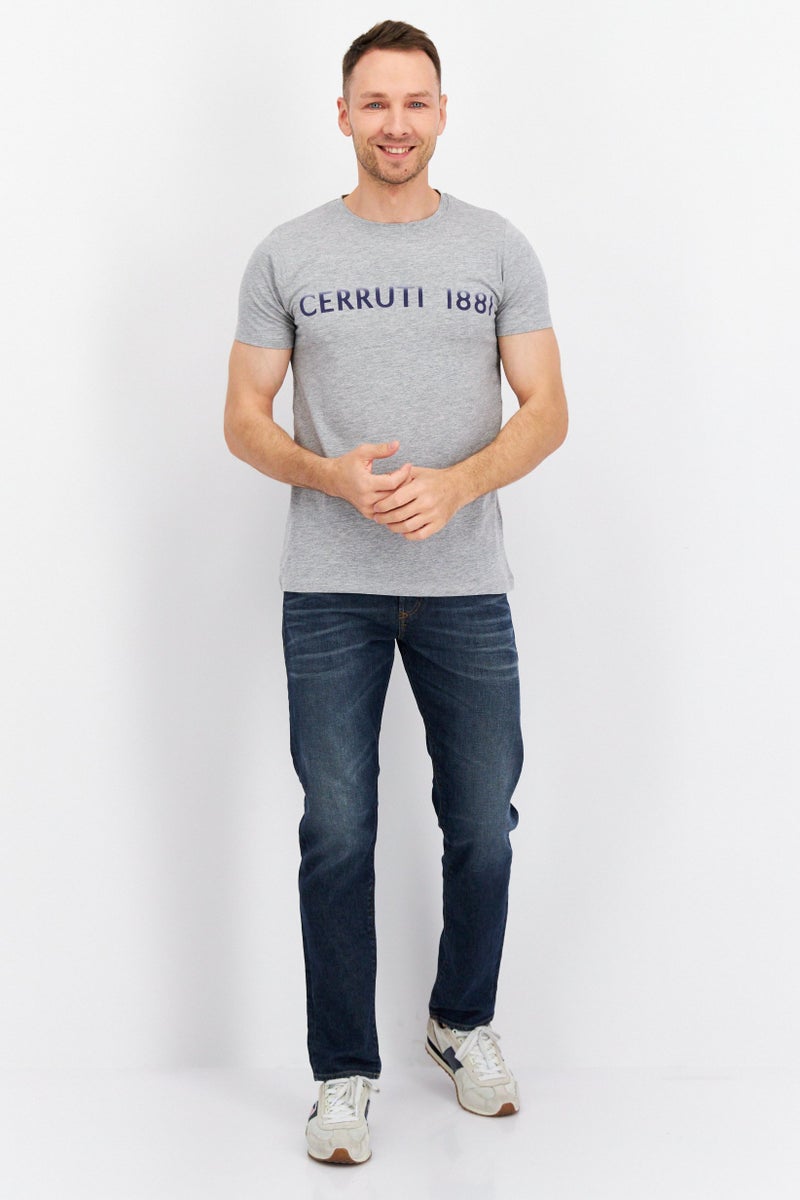 CERRUTI 1881 Men Crew Neck Short Sleeve Brand Logo T-Shirt, Grey - Image 3