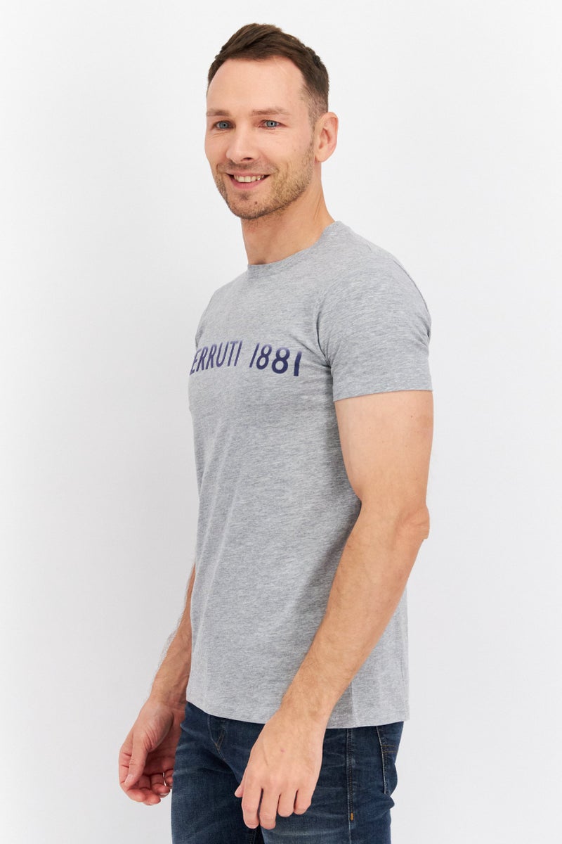 CERRUTI 1881 Men Crew Neck Short Sleeve Brand Logo T-Shirt, Grey - Image 4