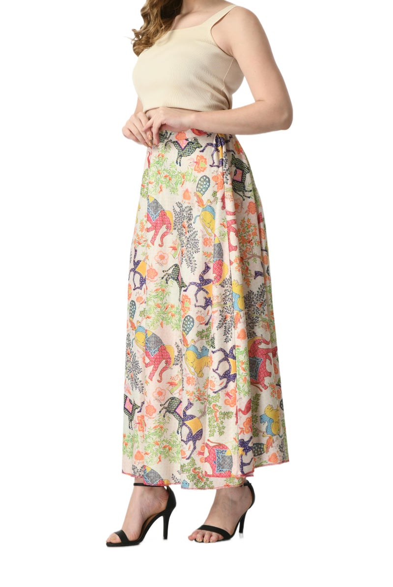 VAGISHA Cotton Blend Printed Full Long Flared Skirt For Women/Girls/Ladies (XL), Multicolor - Image 3