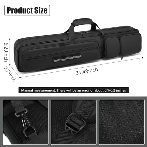 Beejirm Pool Cue Case 4x4, Soft Padded Pool Stick Case,Pool Stick Case with Multiple Pockets Holds 4 Butts 4 Shafts, Soft Padded Sturdy Pool Cue Bag, Billiard Cue Backpack with Adjustable Shoulder Straps - Image 5