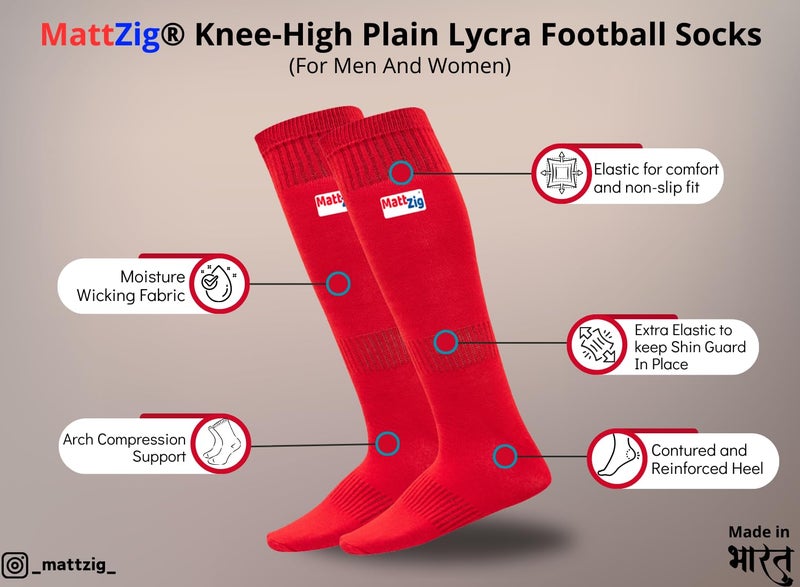 MATTZIG ® Elite Football Kit (One Pair Plain Lycra Socks & One Pair Elite Shin Guard) (Red) - Image 2