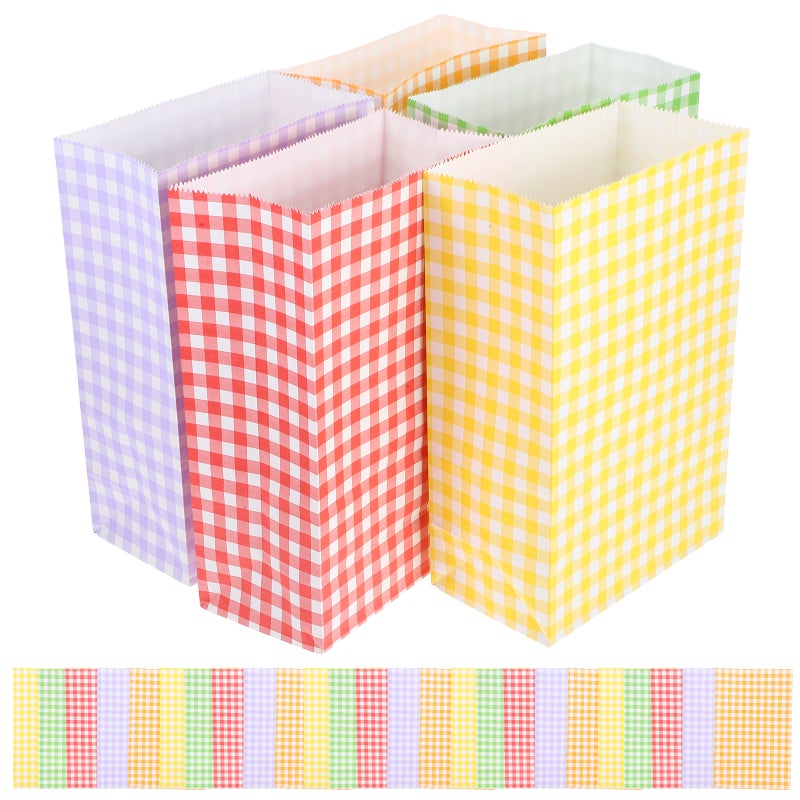 50 Pcs Colorful Checkered Party Package Bags for Cookies Candies and Chocolates Holiday Candy Food Container for Birthdays Weddings and Holidays - Image 4