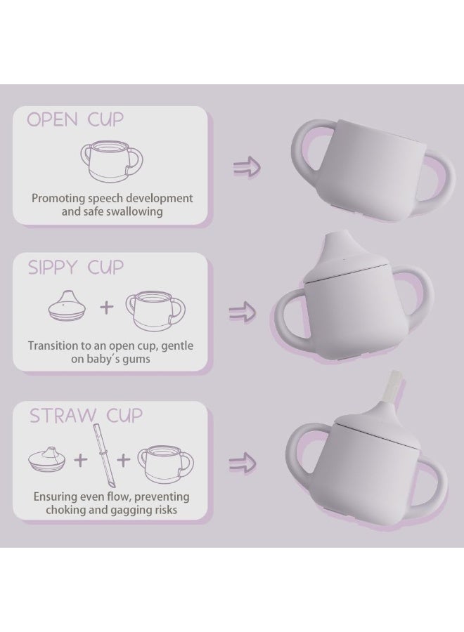 Moonkie Silicone Baby Sippy Cups | 3 Stages Training Cup Straw Cup for Infants Toddlers and Kid | 4 oz 1Pack - Image 2