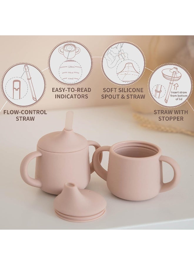 Moonkie Silicone Baby Sippy Cups | 3 Stages Training Cup Straw Cup for Infants Toddlers and Kid | 4 oz 1Pack - Image 3