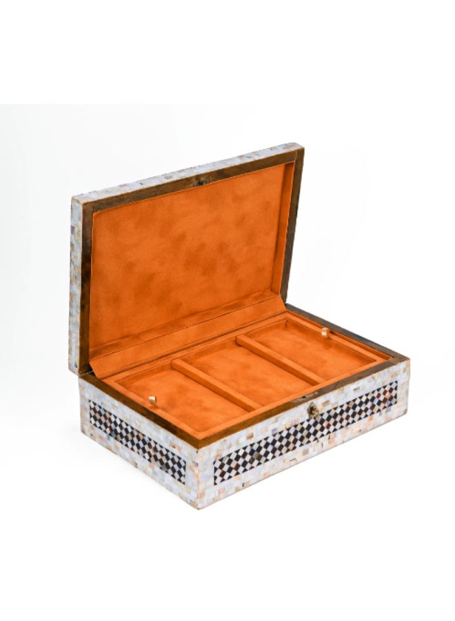 Handmade Mini Rectangular Wooden Jewelry Box Inlaid with Natural & Australian Shell, Multicolor - Size 10x7x5 cm - Image 5