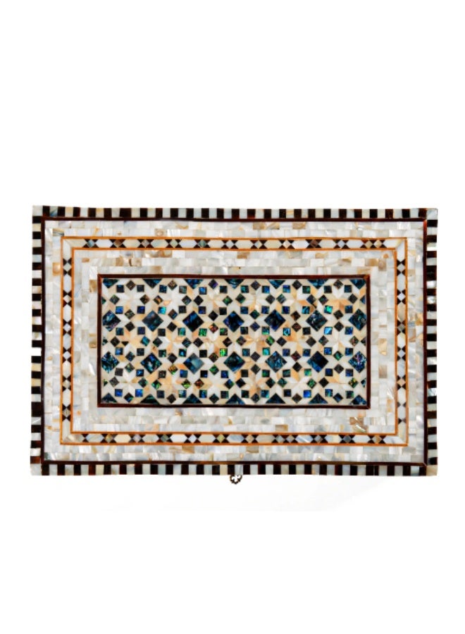 Handmade Mini Rectangular Wooden Jewelry Box Inlaid with Natural & Australian Shell, Multicolor - Size 10x7x5 cm - Image 4