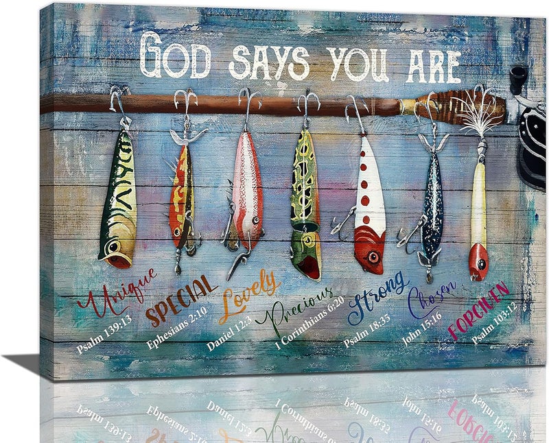Tijuboni God Says You Are Motivational Fishing Wall Art - Image 1