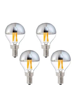 LED Bulbs 4W Half Chrome Silver LED Light Bulb G45/G14 E14 Dimmable Silver Tipped Vintage LED Filament Bulbs 40W Equivalent Warm White 2700K Decorative Globe Bulbs E14 Base LED Globe Bulb(4 Pack)