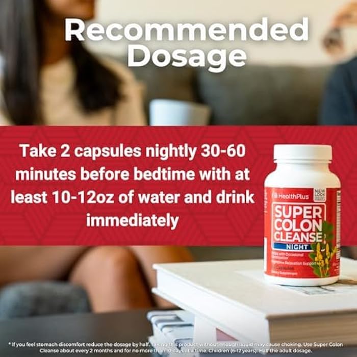Health Plus Super Colon Cleanse Night Formula Digestive Support | Constipation Relief to Reduce Bloating with Probiotics and Valerian Root for Sleep | More than 1 Cleanse, 60 Capsules - Image 5