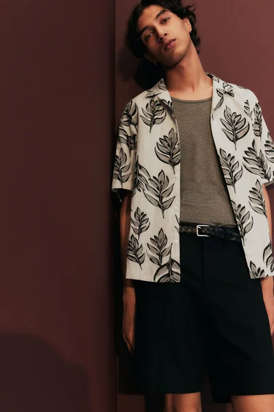 H&M Regular Fit Linen-blend resort shirt
