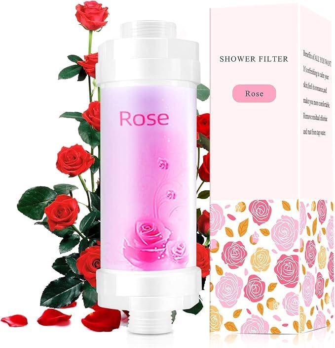 DNESHY Rose Vitamin C Shower Filterfiltering Up to 98 for Hair and Skin Prevents Dry Skin Hair Los Hard Water Softener Filter Rust Removal Chlorine Removal Shower Head FilterRose - Image 1