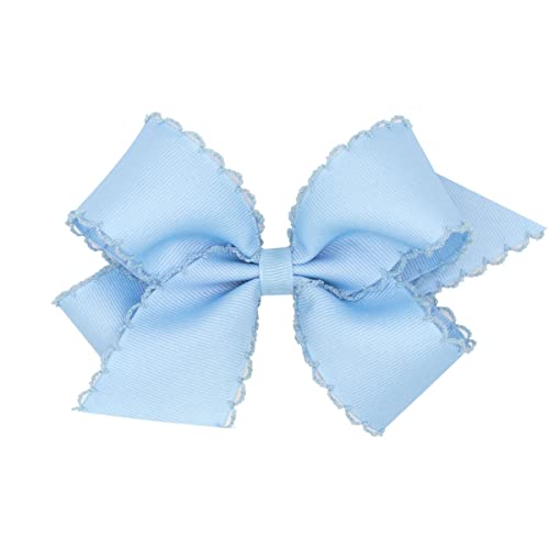 Wee Ones Girls Classic Grosgrain Moonstitch Edge Hair Bow NoSlip Hair Clip Handmade Millennium Blue Medium - Image 1