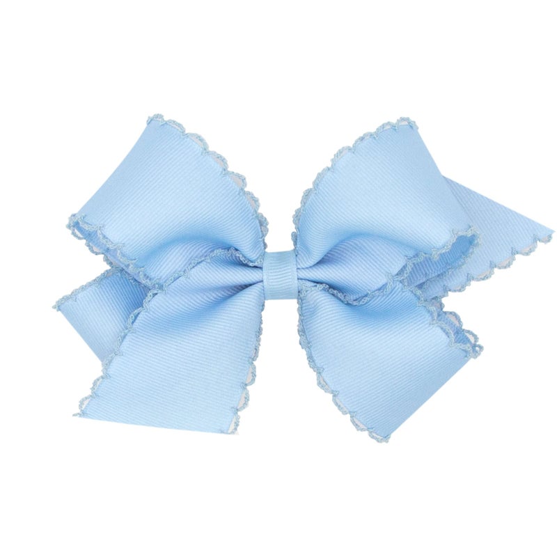 Wee Ones Girls Classic Grosgrain Moonstitch Edge Hair Bow NoSlip Hair Clip Handmade Millennium Blue Medium - Image 2
