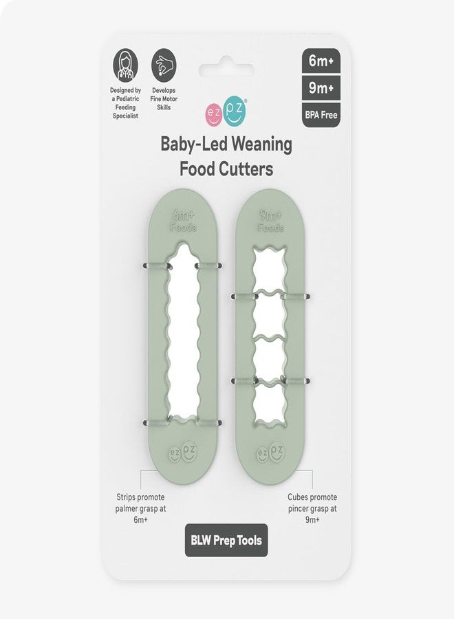 ezpz Baby-Led Weaning Food Cutters (2 pack in Sage) - 6 / 9 Months + - Food Prep for Infants - Image 1