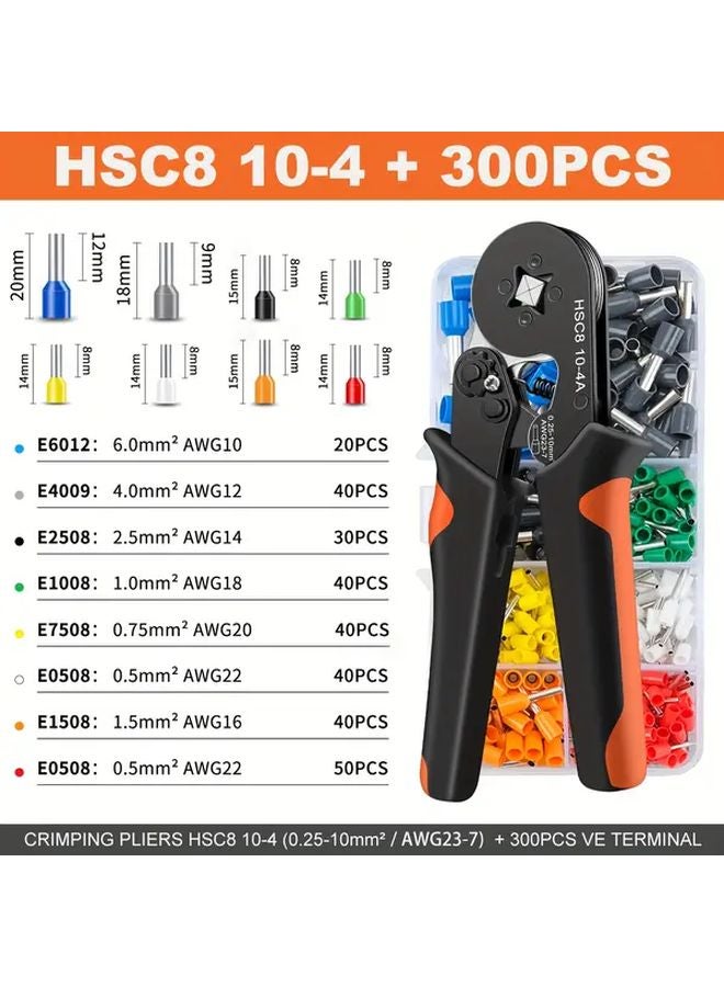 THSC8 10 4HC Ferrule Crimping Tool Set With 300 PCS Terminals Wire Stripper Pliers - Image 1