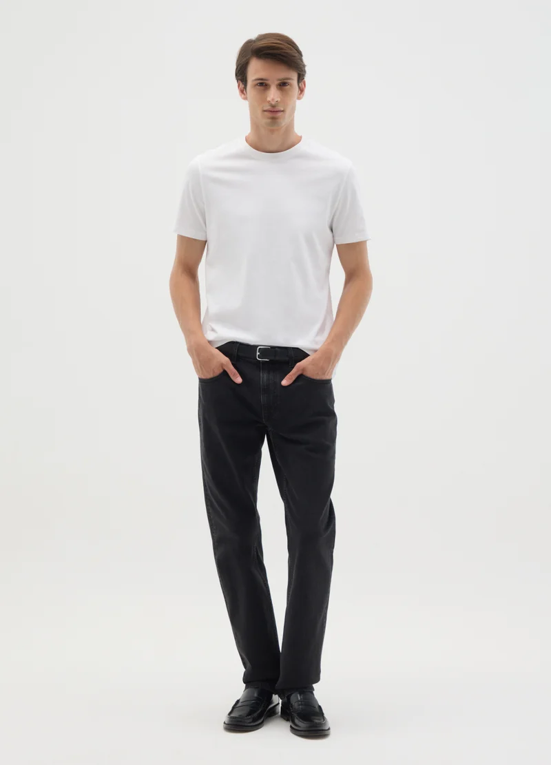 Ovs WHITE PURE COTTON REGULAR FIT T-SHIRT
