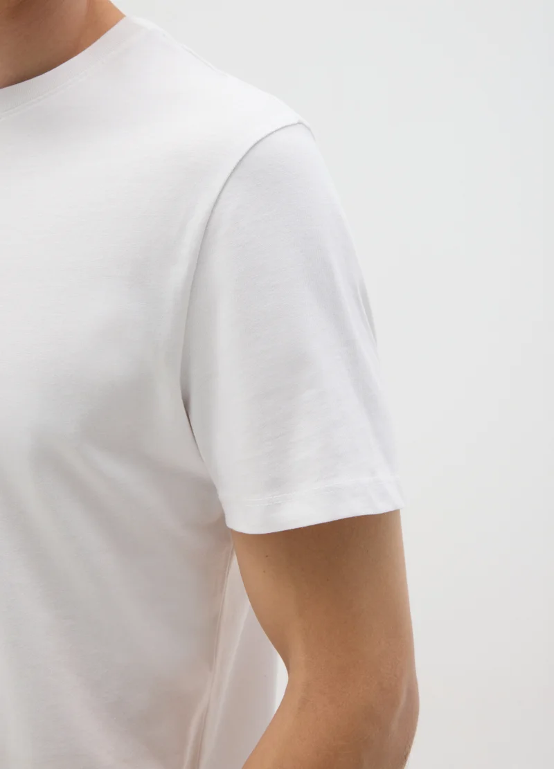 Ovs WHITE PURE COTTON REGULAR FIT T-SHIRT