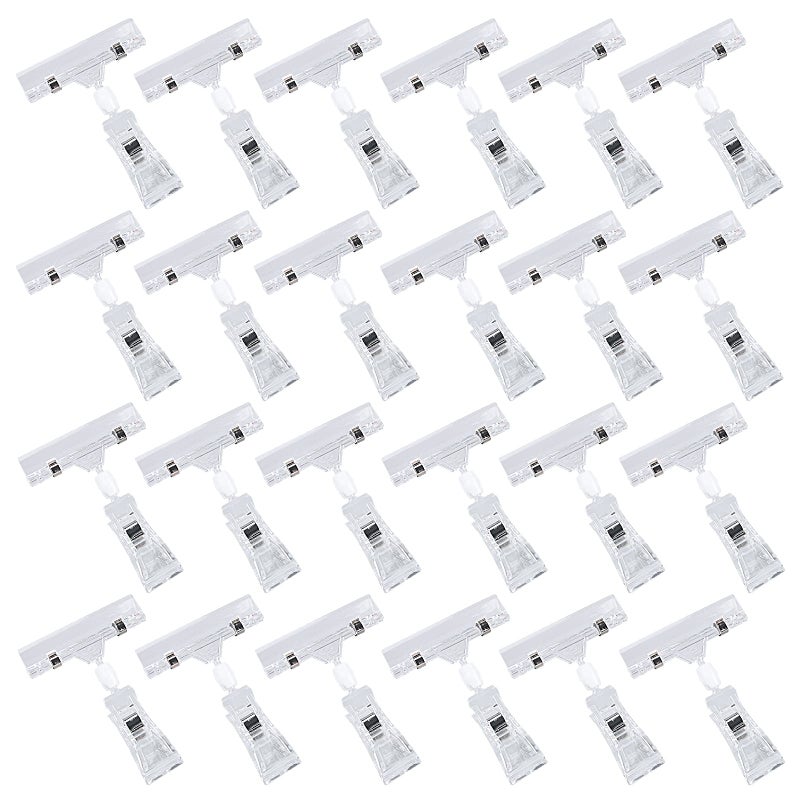 Mlici Sign Clip Holder for Display 26 Pieces Merchandise Clothing Rack Signs for Retail Clip on Clear Sign Holder for Label Basket Business Cards