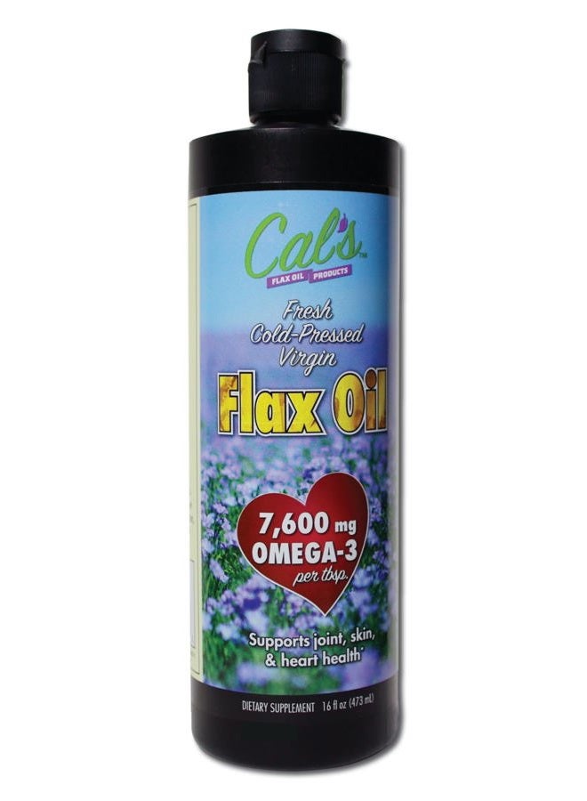 Cal's Flax Oil, Cold-Pressed Flaxseed, High in Omega-3 Fatty Acid, Unrefined Flaxseed Oil, Essential Flaxseed Oil Liquid Supplement for Joint, Skin, and Heart Health Support - 16 oz - Image 1